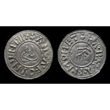 Anlaf Sihtricsson.  First Reign, 941 - 944. Silver, 1.14 grams. 20.01 mm. Obverse: Triquetra, +ANLAF