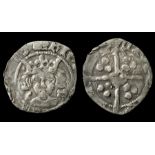 Richard III Penny.  Circa, 1483 - 85. Silver, 0.66 grams. 16mm. Obverse: Crowned facing bust, T