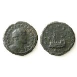 Allectus Quinarius.   Spring AD 293 - early 296. Billon, 2.66 grams. 20.36 mm. Obverse: Radiate bust