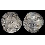 Edward the Elder Penny. Circa 899 - 924 AD. Silver, Obverse: +EADVVEARD REX, small cross in