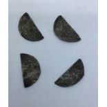 Short Cross Cut Fractions.  Circa, 1199 - 1247. Four hammered silver cut halfpennies from the reigns