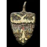 Medieval Heraldic Harness Pendant.   Philip de Madrestone (Matson). He bore: "Gules, a double headed