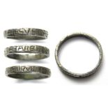 Medieval Inscribed Silver Ring.    Circa 12th - 14th century AD. Size: 21.45 mm. US size: 8. UK