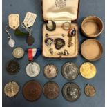 Medallic interest. Includes gold plated King George V jubilee empire medal, with other medals.