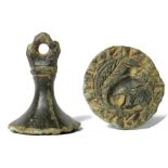 Medieval Seal Matrix.  Circa 14th century AD. Copper-alloy, 7.15 grams. 23 x 17 mm. A chessman