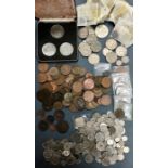 Large collection of UK and World Coins, includes 1951 festival of Britain Crown in Original Case,