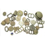 Collection Of UK Metal Detector Finds.  A mixed group of UK found artefacts including, thimbles,