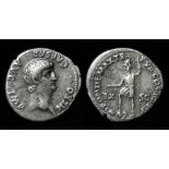 Nero Denarius.   AD 54 - 68. Silver, 3.56 grams. 19.07 mm. Obverse: Bare head right, NERO CAESAR AVG