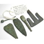 Anglo-Saxon Artefacts Group.  Circa 7th - 9th century AD. A good selection of artefacts with old