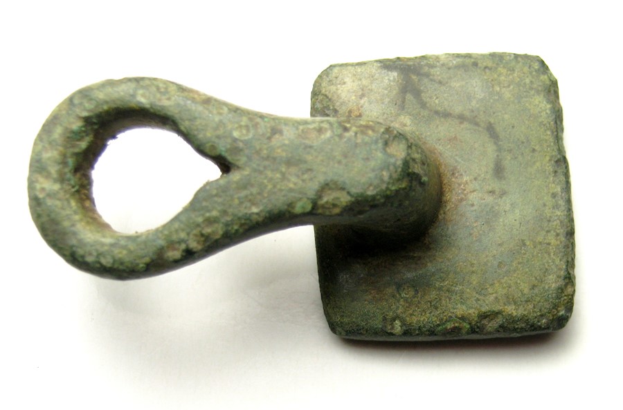 Celtic Toggle.  Circa 1st century AD. Copper-alloy, 12.24 grams. Size: 34.83 mm. A rectangular- - Image 3 of 3