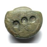 Celtic Bronze Lynch Pin Terminal.    Circa, 1st century BC. Size: 36.05 x 26.99 mm. A heavy cast