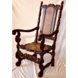 A Charles I period walnut carolean chair, circa 16