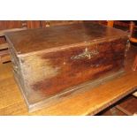 An early nineteenth century oak blanket box of small proportions complete with key. 67cm long.