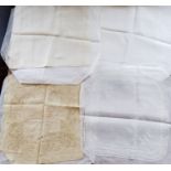 A cream silk handkerchief with the initial B 1920/30 and a plain lawn handkerchief with the