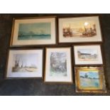Six assorted pictures, to include watercolours by David Millard, John Fewster and Wilbur Page,