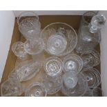 A collection of assorted glassware. To include vases, bowls, a decanter etc. Quantity.