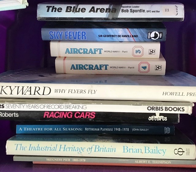 Books: collection of aviation/aircraft related books in 2 boxes.