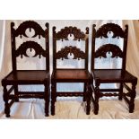 A set of six 17th Century Yorkshire oak chairs, sc