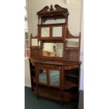 A late Victorian inlaid rosewood mirror back sideboard