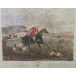 A mid-nineteenth century framed fox hunting print: The Fox Chase 'A southerly wind & a cloudy sky'.
