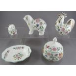 A small group of  Minton Haddon Hall pieces to include animals, a lidded pot and a trinket dish. (5)