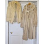 A 3/4 mink jacket with large lapels, 1970/80. A full length mink coat with a large round collar with