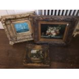 Four furnishing pictures in heavy gilt frames (4)
