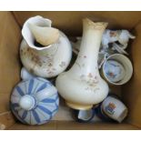 A pair of crown Devon vases; continental ceramic figures; others (A/F) (S/D)