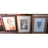 A collection of framed prints and paintings including scenic and classical scenes, many nineteenth