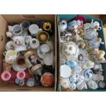 Two boxes of mixed ceramics to include: figures, commemoratives, miniature wares etc (2) Some