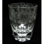 A Victorian clear glass tumbler, possibly by Tom Sutherland, diamond point engraved with Royal