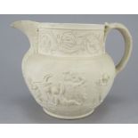An early nineteenth Turner white stoneware jug, c.1800. It is decorated with cherubs and classical