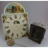 A nineteenth century longcase clock painted face dial, movement and pendulum. Possibly Gantor of