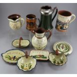 A collection of Torquay and other motto ware pottery and related (11)