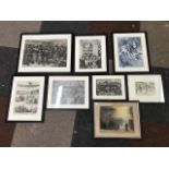 Eight assorted prints, to include Waterloo station etc, framed (8)