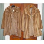 A 3/4 mink length coat with a very geometric collar 1950/60s together with another 3/4 length mink
