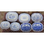 A group of nineteenth century blue and white transfer-printed platters, c.1840-80. 38 - 50 cm