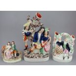 A group of late nineteenth century Staffordshire figure groups, c. 1850-70. To include: The Rival