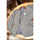 A Mark Darcy (London) country wear jacket, with velvet collar, piping, elbow patches; a matching