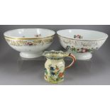 Two nineteenth century bone china circular footed Paris porcelain bowls, c. 1870. Together with a