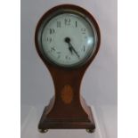 A small size Sheraton revival with shell marquetry inlay clock. 23 cm tall.
