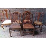 A Harlequin set of four side chairs with camel backs and pierced splats and other designs (6)