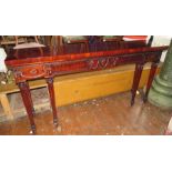 A mahogany large console table with swag detailing to the front. 190 cm long, 97 cm  tall