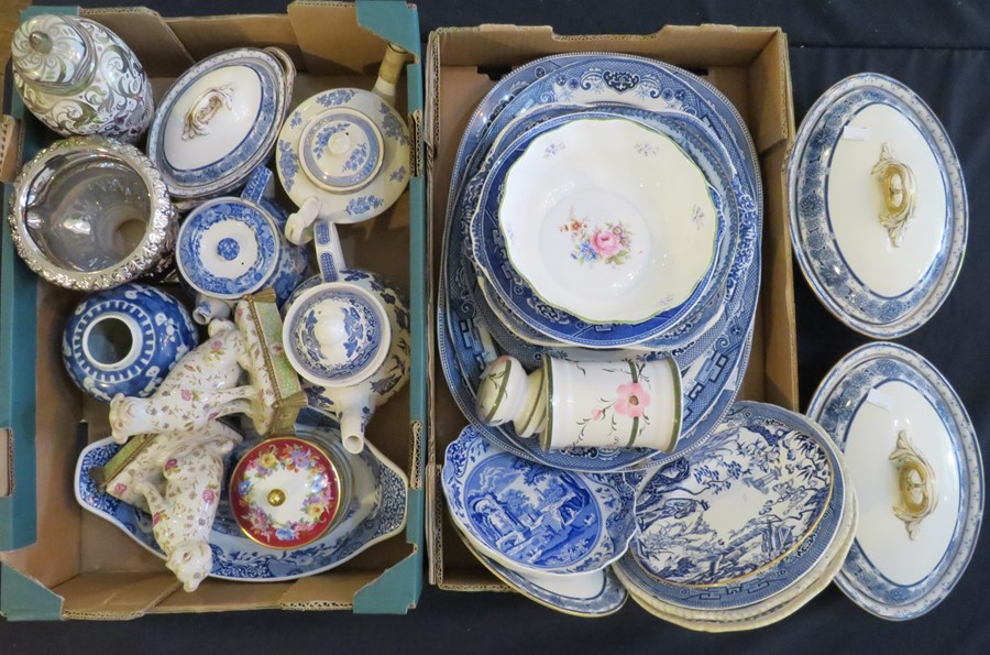 A mixed group of ceramics to include blue and white transfer-printed wares; Willow, Spode Italian,