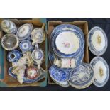 A mixed group of ceramics to include blue and white transfer-printed wares; Willow, Spode Italian,