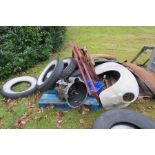 A large selection of car parts relating to Humber Motor Cars. To include a gearbox, engine, wings,