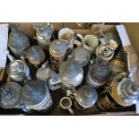 A collection of assorted German stoneware beer steins, of various sizes (parcel)