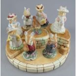 A group of Royal Doulton Bramley Hedge figures, a similar Wren figure and a Pendelfin base. (9) In
