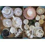 A group of ceramic tea wares to include: a red-printed part service, a floral part transfer-