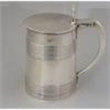A William IV silver tankard, flat cover with engra
